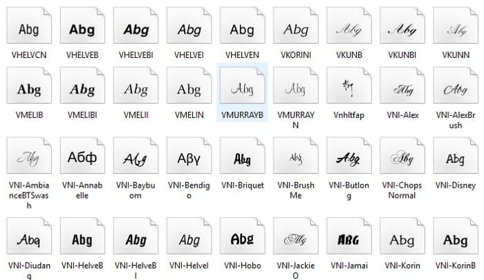 Tổng hợp đầy đủ nhất các font VNI, bao gồm VNI-DOS (1...).